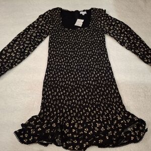 Lost + Wander Black Floral Dress- Size Medium NWT